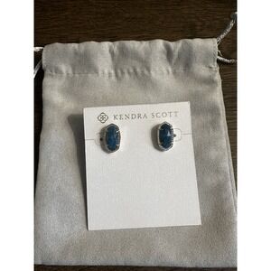 Kendra Scott Ellie Stud Earrings Aqua Apatite In Gold NEW‎